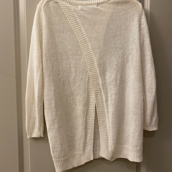 Worn Once Stunning 360 Cashmere Linen Acrylic Sweater White Open Back Size Small - Picture 2 of 5